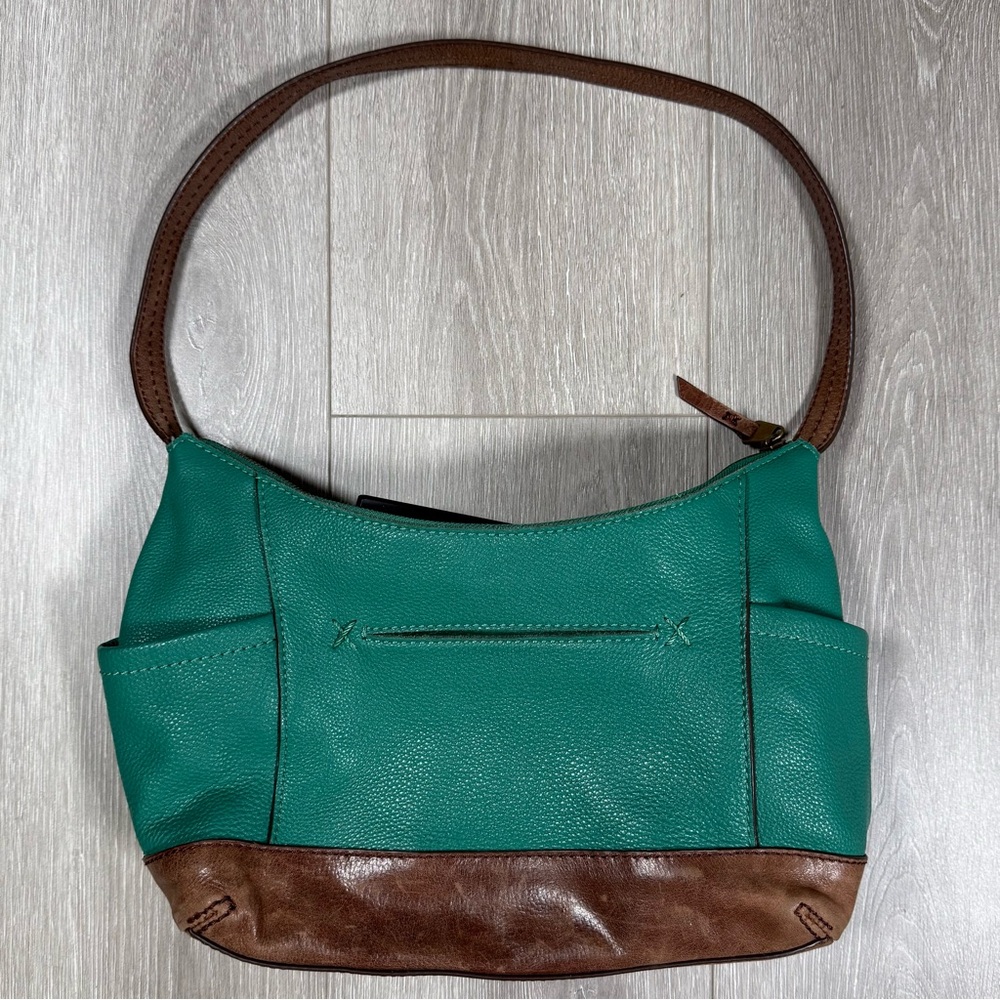 The SAK Kendra Hobo Shoulder Bag. Teal and Brown Leather. - Picture 2 of 12